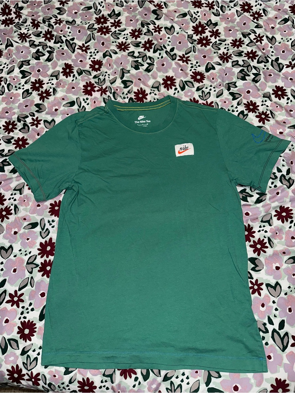 Nike Men's Teal Short Sleeve Crew Tee with Small Logo Patch